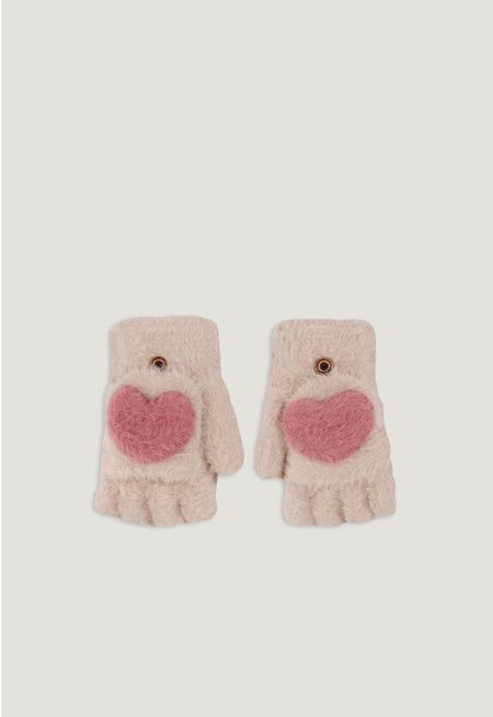 Faux Fur Heart Gloves