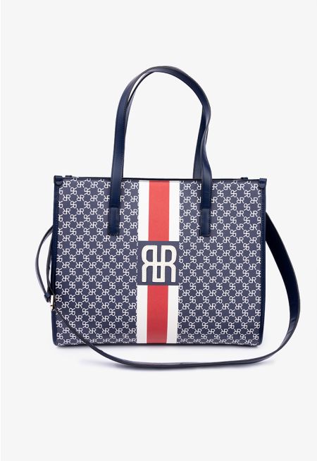 Textured Emblem Tote Bag