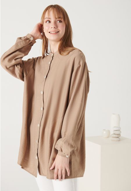 Back Pleated Loose Fit Shirt -Sale