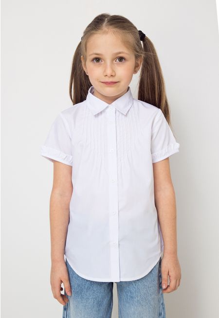 Pleated Short Sleeved School Shirt