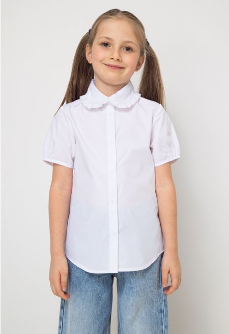 Ruffled Peter Pan Collar School Shirt