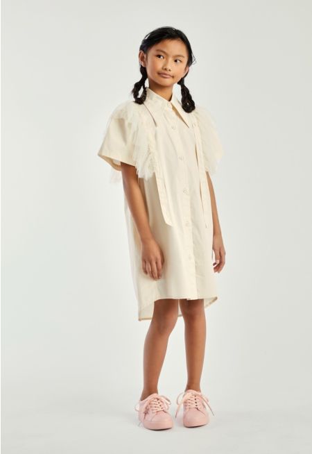 Detachable Mesh Shoulders Dress