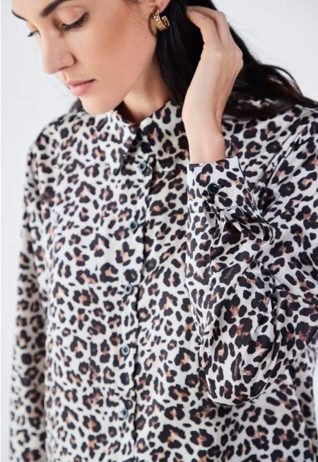 Leopard Print Regular Fit Shirt