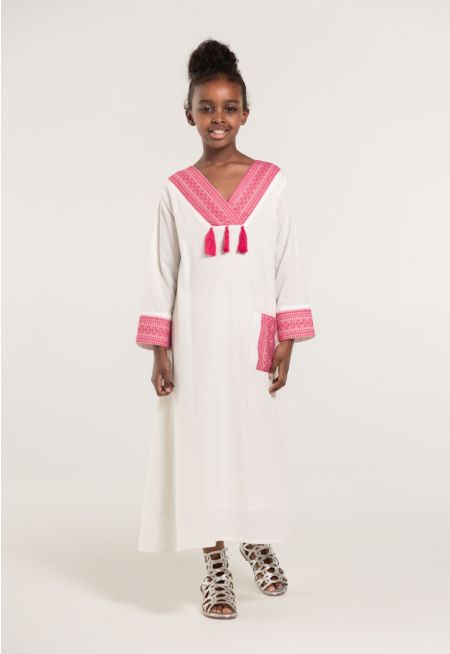 Striped Printed Hem Maxi Dress