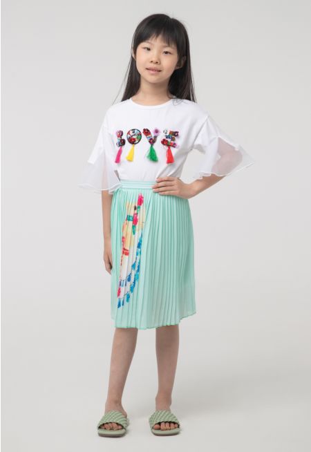 Printed Crepe Electric Pleated Skirt -Sale