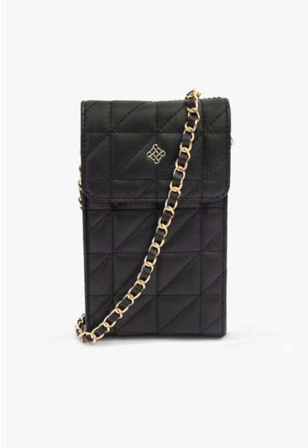 Basic Quilted Flap Crossbody Bag