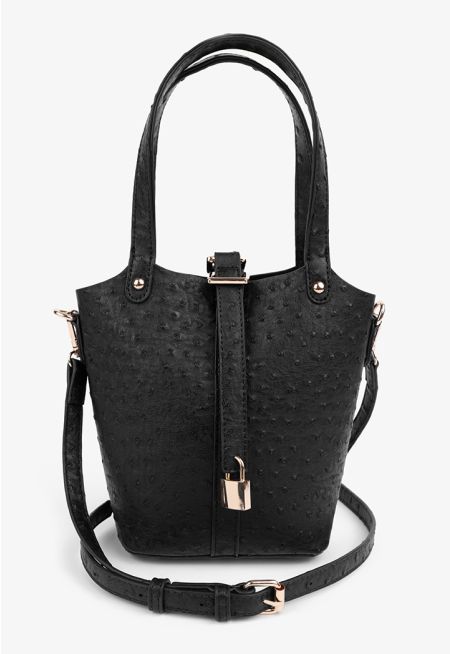 Textured Ostrich Handbag