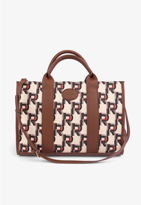 Monogram PU Leather Tote Bag