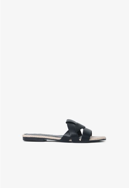 Iconic PU Leather Flat Slides