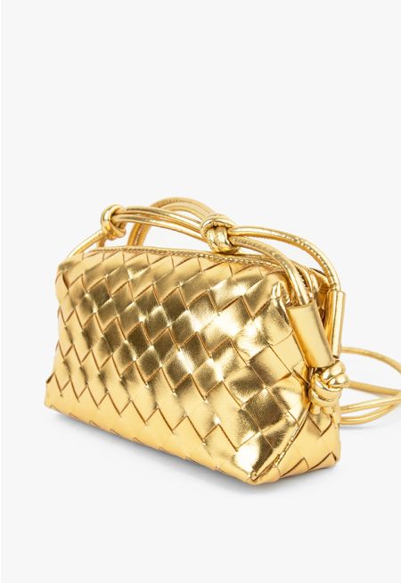 Metallic Woven Crossbody Bag