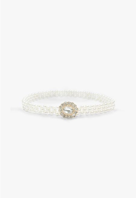 Classic Faux Pearls Belt