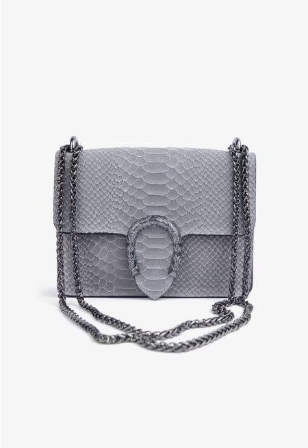 Crocodile Print Shoulder Bag