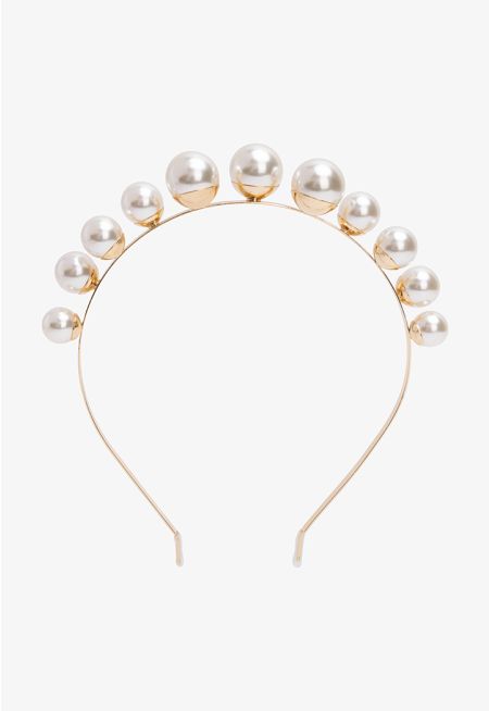 Sleek Faux Pearls Hairband