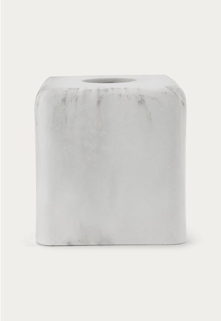 Resin Tissue Box White Marble Effect