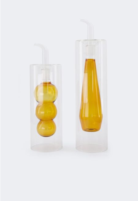 Double Wall Glass Oil Bottle 2 Pcs