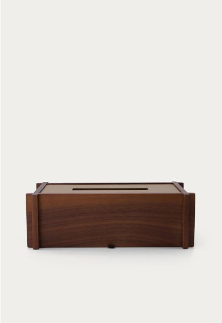 Leather Embellished Wooden Tissue Box