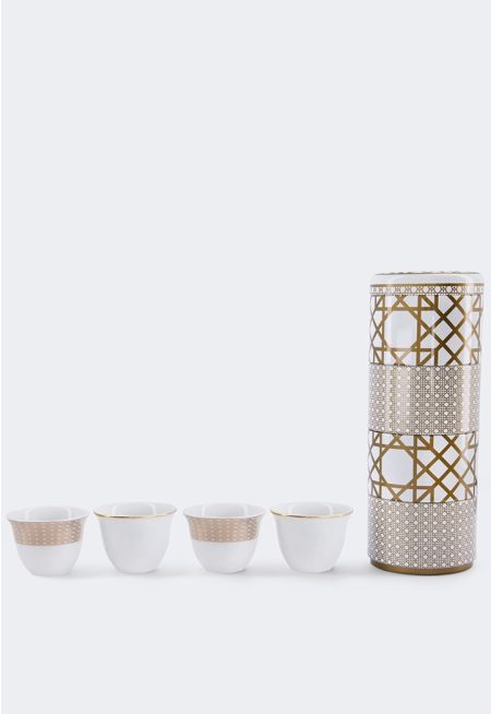New Bone China Tin Box With Arabic Coffee Cup 70 ml  (4 pcs)