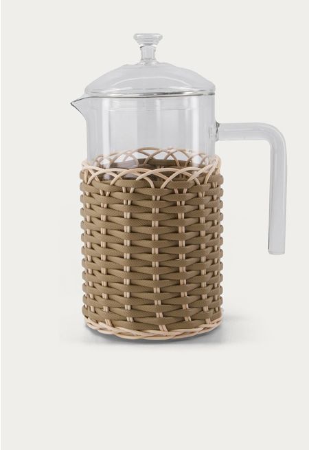 Glass Jug Embellished With Rattan