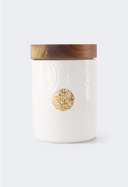 Ceramic Canister With Wooden Lid 