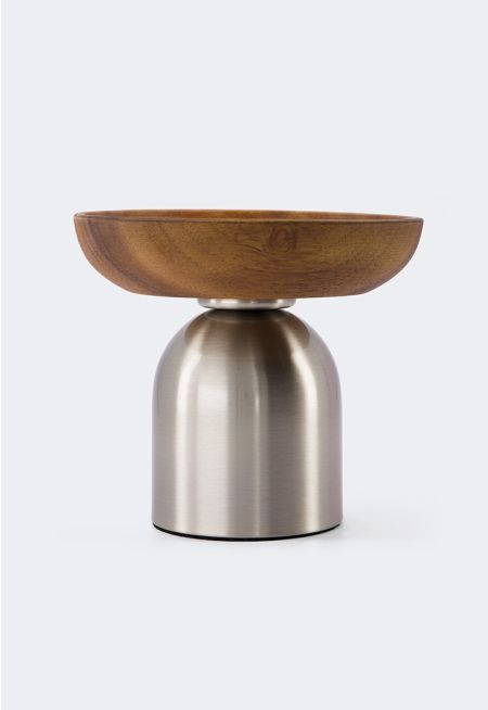 Wooden Bowl With Steel Stand 
