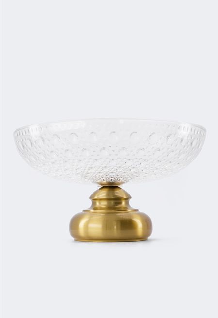 Glass Bowl With Metal Stand 