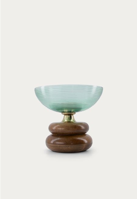 Glass Bowl On Stand  - Large