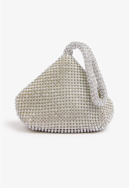 Rhinestones Embellished Hand Bag Clutch