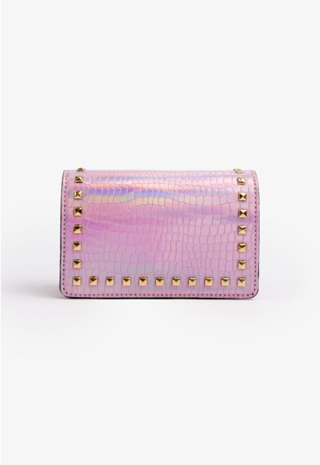 Holographic Rock studded Crossbody Bag