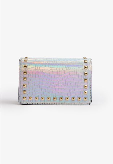 Holographic Rock studded Crossbody Bag