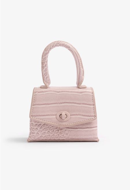 Crocodile Embossed Mini Hand Bag