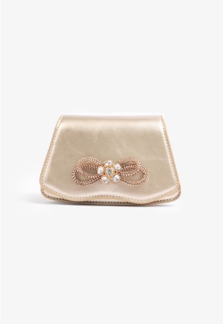 Metallic Crystal Crossbody Bag