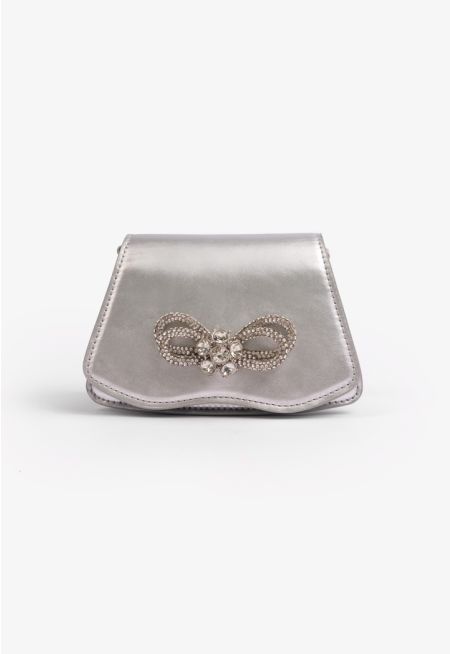 Metallic Crystal Crossbody Bag