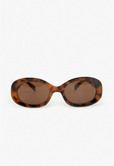 Oval Tortoiseshell Frame Sunglasses