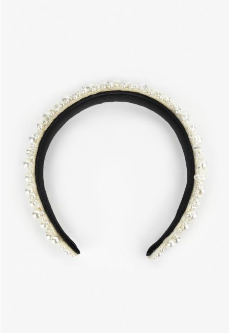 Faux Pearls Embellished Hairband
