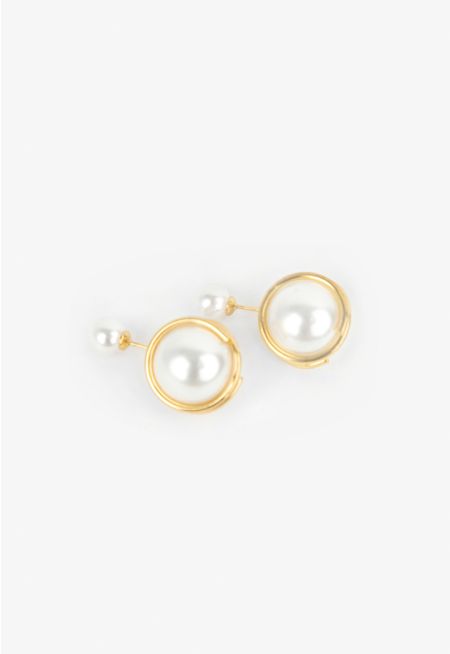 Double Faux Pearls Earrings