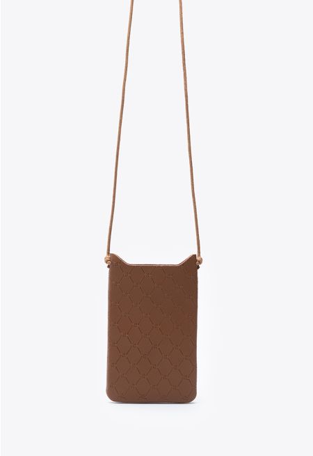 Textured Monogram Mobile Crossbody Pouch