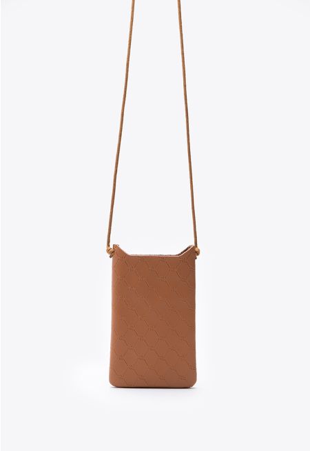 Textured Monogram Mobile Crossbody Pouch