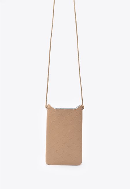 Textured Monogram Mobile Crossbody Pouch