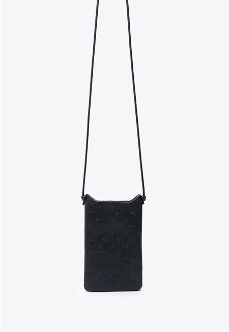 Textured Monogram Mobile Crossbody Pouch