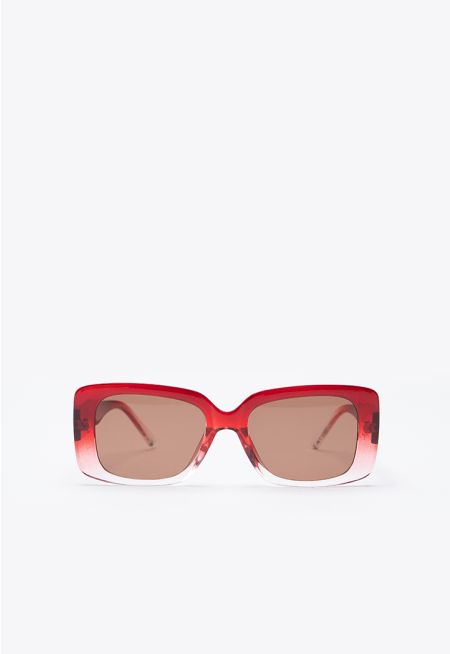 Red Flat D-Frame  Sunglasses -Sale
