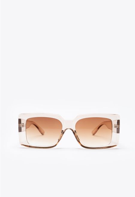 Champagne Flat D-Frame Sunglasses