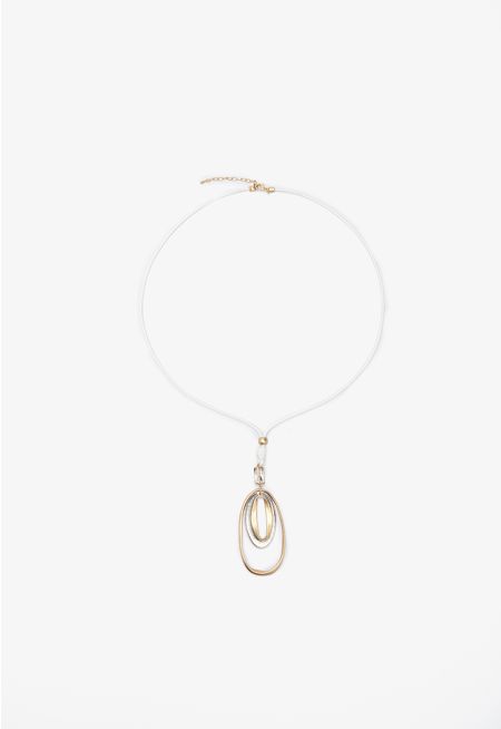 Two Tone Oblong Shape Drop Pendant Necklace -Sale