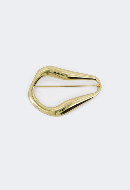 Semi Round Gold Brooch