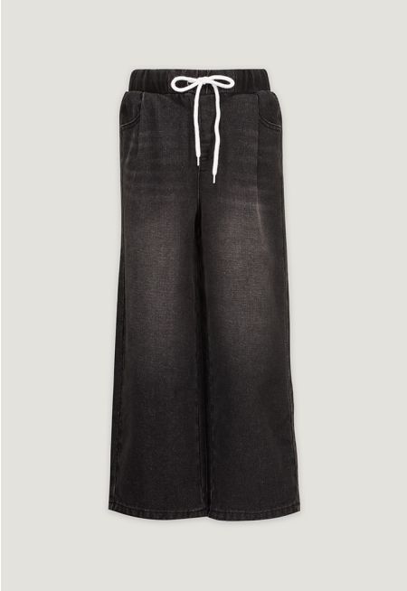 Drawstring Waist Denim Pants