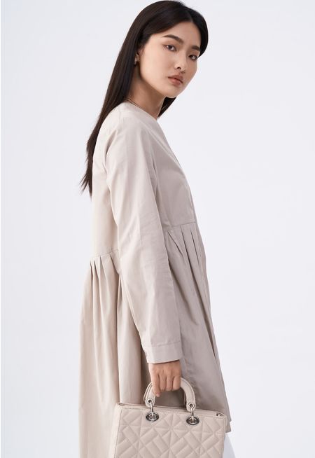 V- Neck Pleated Solid Blouse