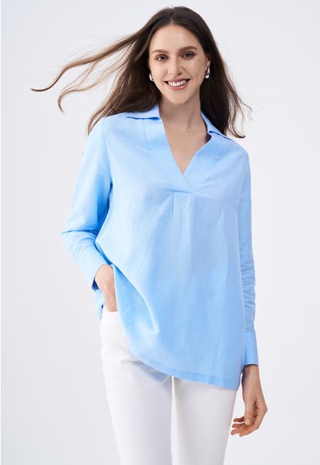 V- Neck Solid Blouse