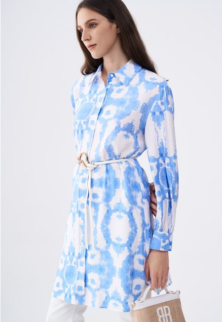 Tie Dye Print Shirt Dress