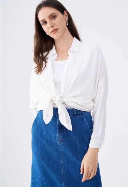 Crinkled Drop Shoulder Shirt