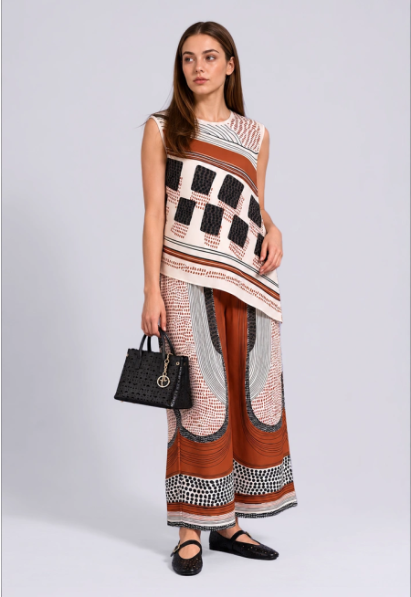 Printed Straight Leg Trousers