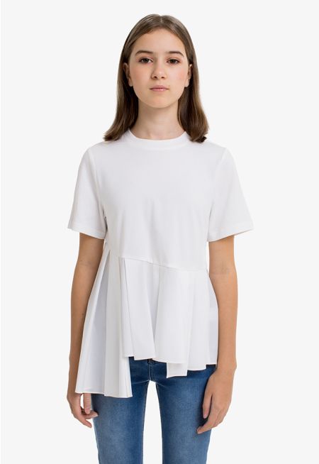Plain Asymmetrical Hemline T shirt